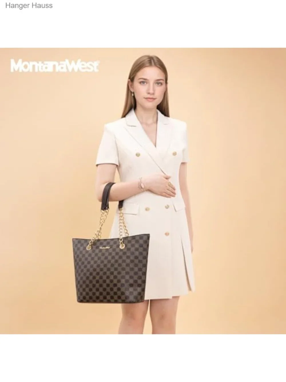 Vegan Leather Chain Top-Handle Satchel Tote Bag